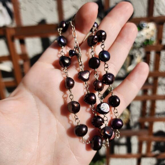 Silpada Freshwater Pearl Necklace N1183 Purple Black Iridescent Sterling Silver - Picture 3 of 10